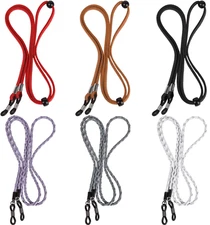 5 Pack Leather Eyeglass Straps Adjustable Sunglasses Neck Lanyard for Men Women