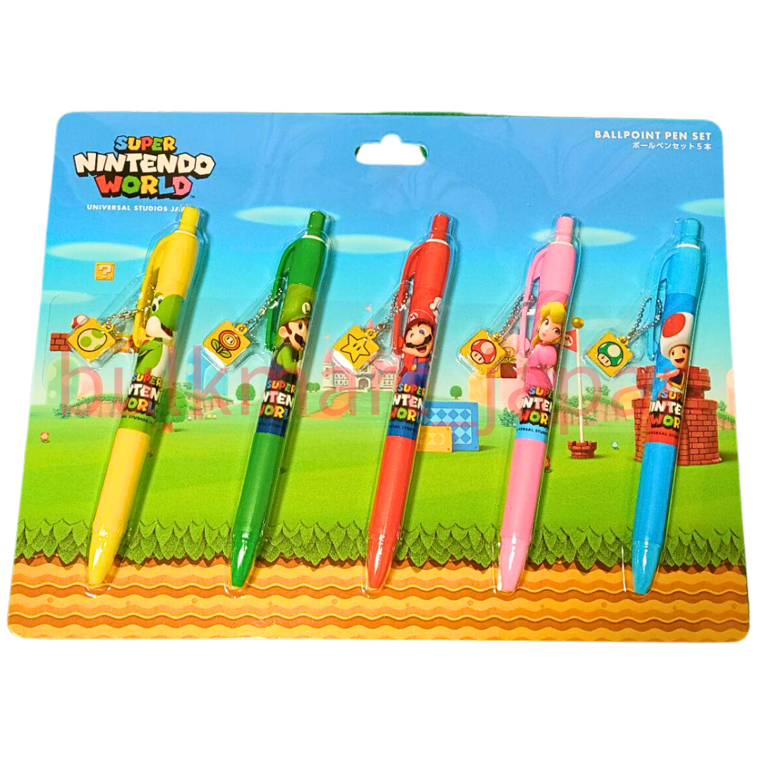 Universal Studios Japan Mario Ballpoint Pen Set Luigi Peach Super