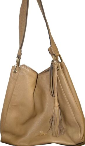 Vince Camuto Handbag Leather Cesil Tan Oak  Tassel