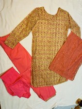 4 Piece Pakistani Shalwar Kameez NEW Large, Bust:21 In, Length:41 In, Hips:23 In