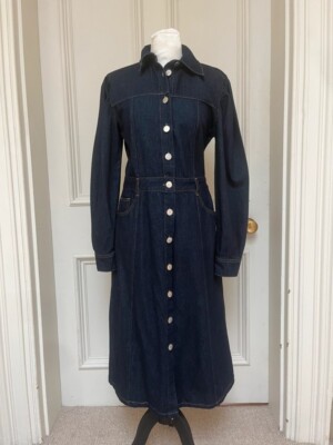 Aligne Dark Denim Long Sleeve Midi Dress size 8 | eBay UK