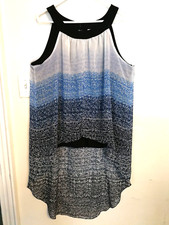 Cato Womens Midi Dress 18/20W Plus Blue White Black Sleeveless Festival Boho