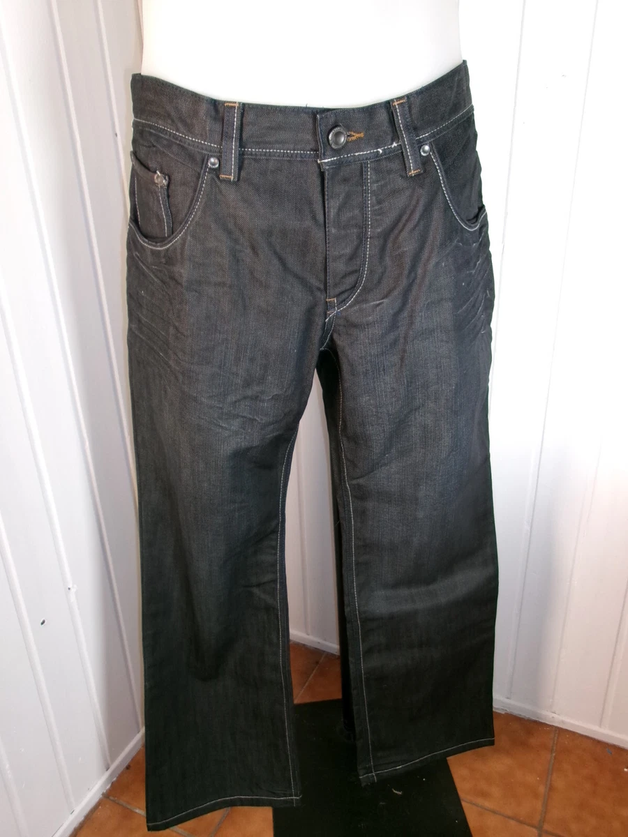 Jean bleu gris coton polyester jambes larges T42 Cbk