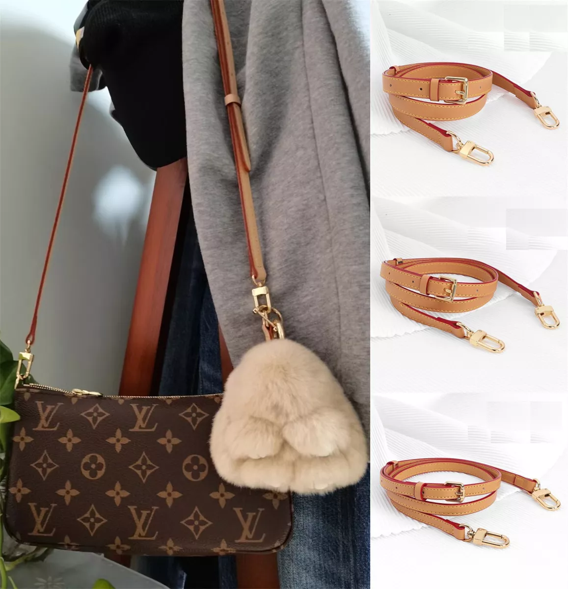 Vachetta Leather Adjustable Crossbody Strap for Louis Vuitton