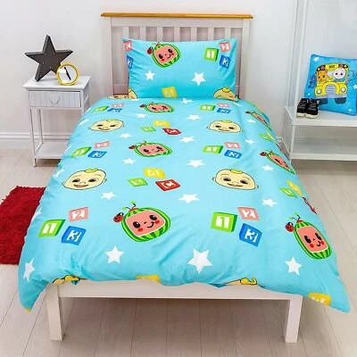 Set Copripiumino Singolo Cocomelon Friends 2 in 1 Design Bambini Biancheria da Letto Rotante
