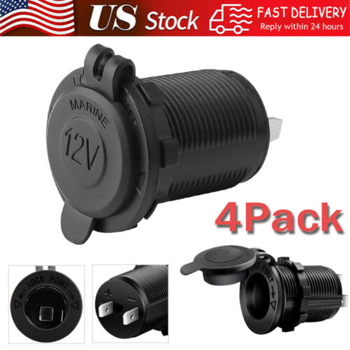 4pcs 12V Cigarette Lighter Socket Power Outlet Receptacle Plug or Car Marine ATV