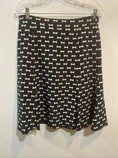 Kate Spade Bow Tie Flirt Skirt The Rules Black White Silk Blend Size 10