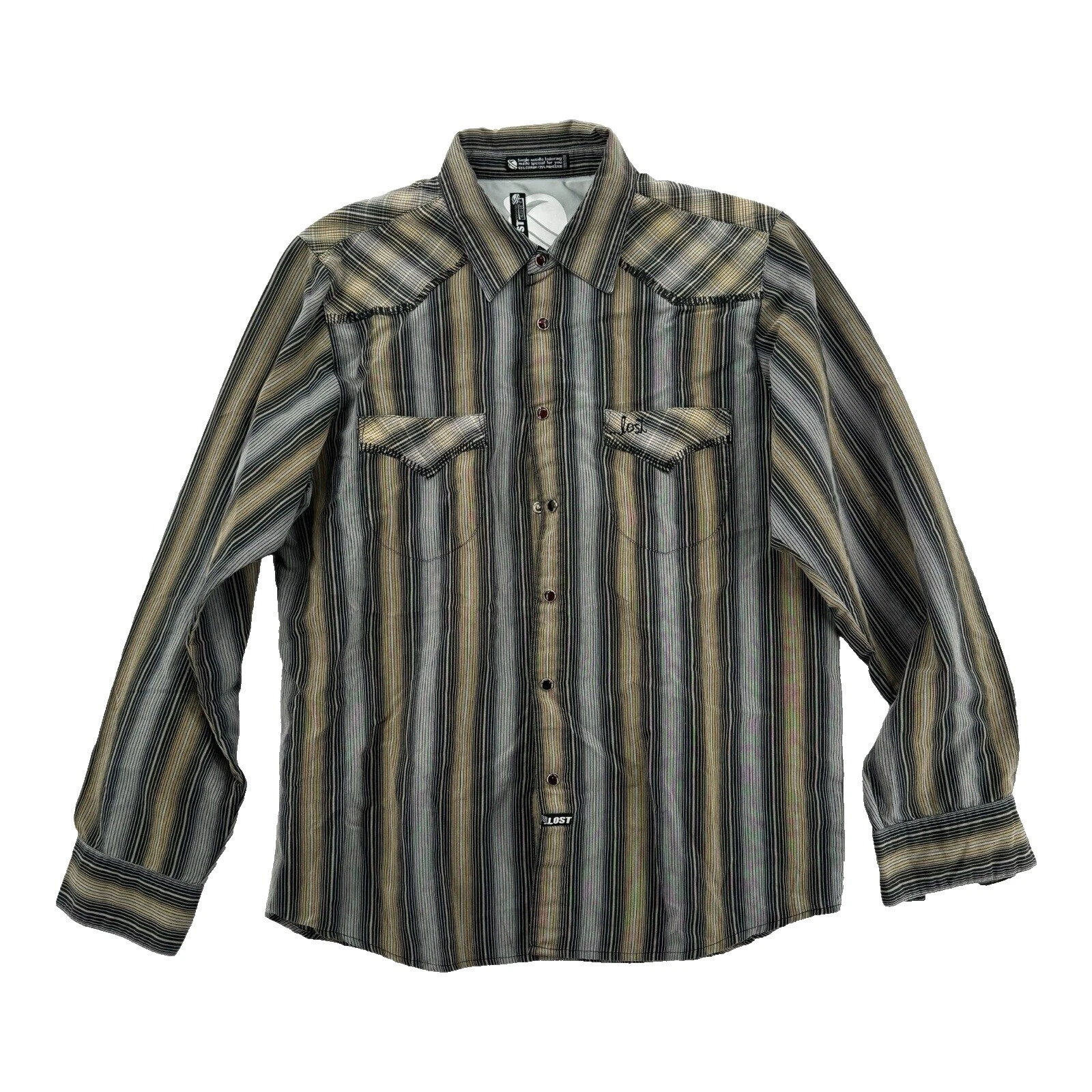 Camisas para hombre informales a rayas perdidas con botones