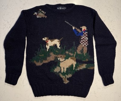 Polo Ralph Lauren Hand Knit Sweater Duck Hunting Size S 90s