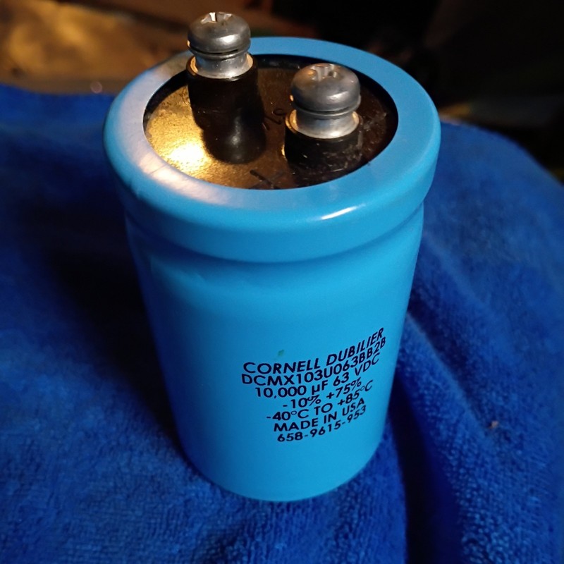 Cornell Dubilier DCMX103U063BB2B Capacitor 10,000uf 63VDC USA Screw Terminals