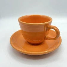 Fiesta Fiestaware Coffee/Tea Cup & Saucer Homer Laughlin Co HLC USA Orange
