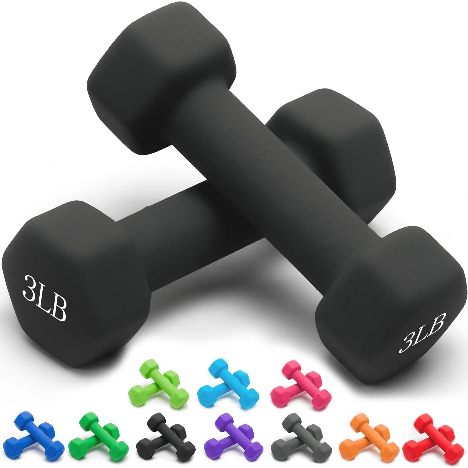 Weights Dumbbells 10 Colors Options with Set of 2 Neoprene Dumbbells Set,1-15...