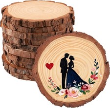 10 Pack Nature Unfinished round Wood Slices,Wooden Circle, Large W