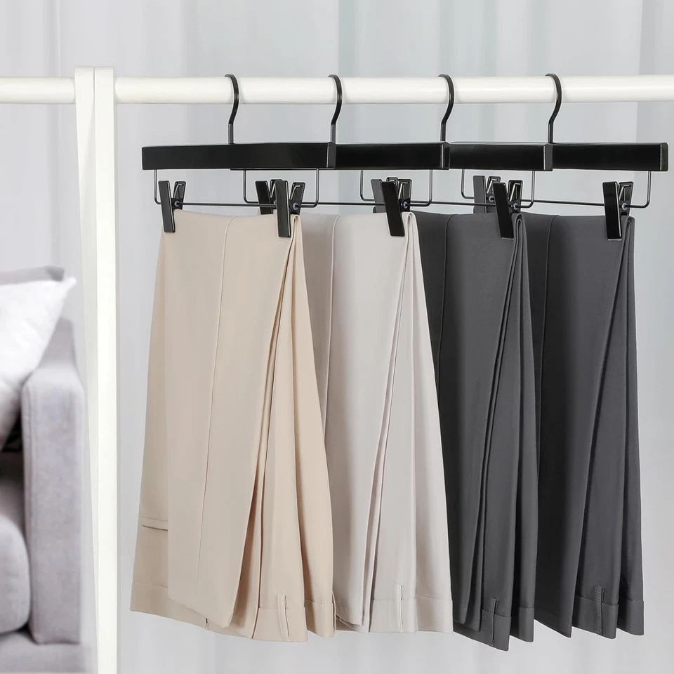 Pantalones de madera negros para perchas falda jeans o pantalones pantalones 20 con clips Foto 2 de 4