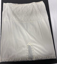 VTG 60's Maternity Women's M/L 34" Waist Stretch White Skirt Slip Lace Hem EUC