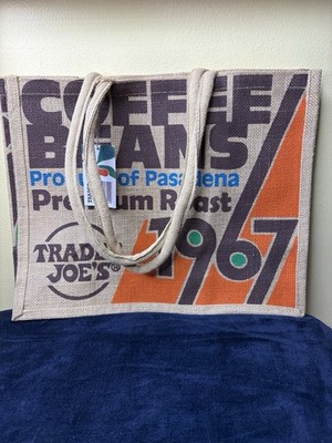 Trader Joe's Coffee Beans Tote Reusable Jute Burlap Bag Tote NWT