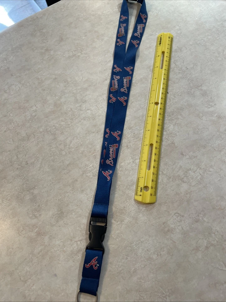 Atlanta Braves Neon Green Breakaway Lanyard Keychain Navy Blue - Image 2 of 4