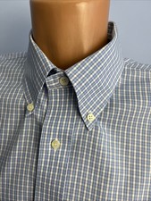 BROOKS BROTHERS 1818 L/S Button Check Plaid DRESS Shirt NON IRON 17 x 35 Blue