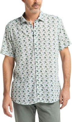 Pioneer Herren Hemd Shirt All Over Print Palms Freizeithemd, Grün (Cypress), S