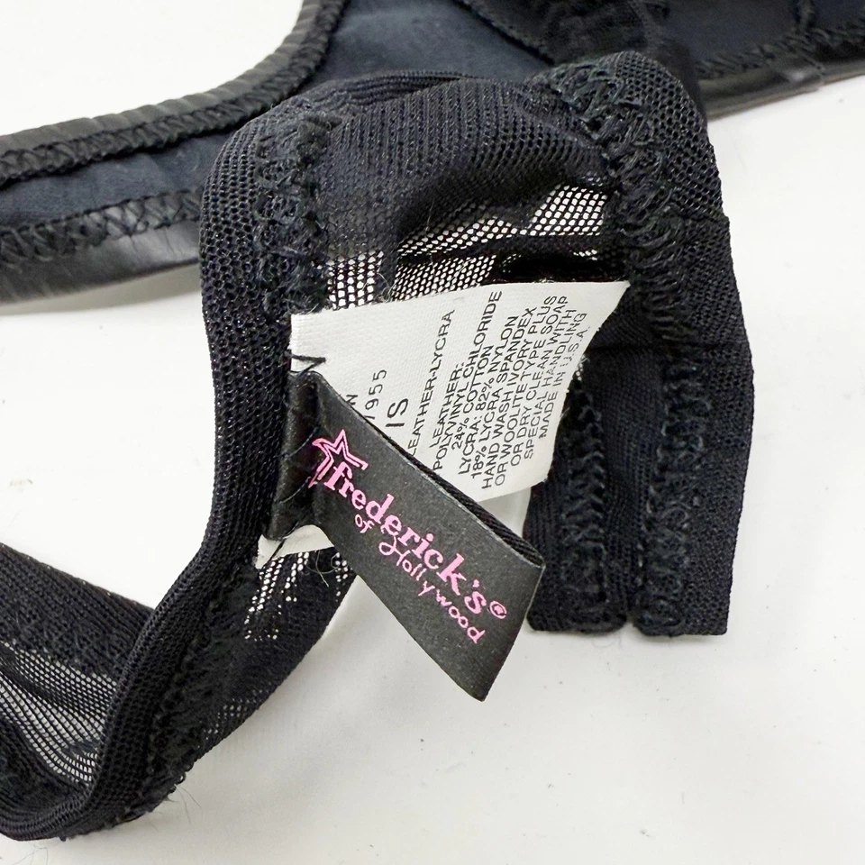 New Vintage FREDERICKS OF HOLLYWOOD Women’s Black Vegan Leather Thong USA Sz S - Image 3 of 4