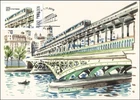 Streetcar Tram Paris Bridge France Stamp Exhibition Aland Finland FDC Card 2019
