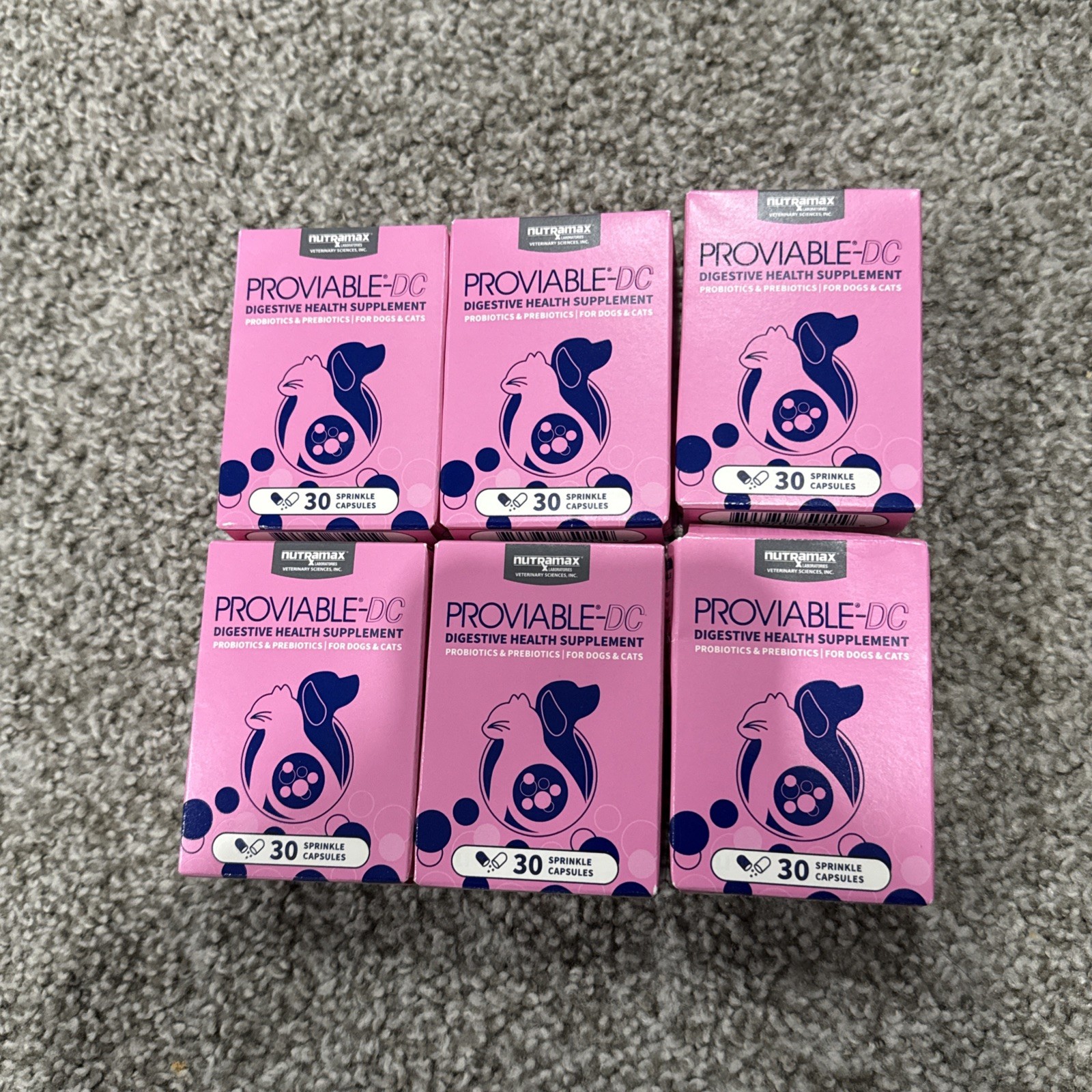 LOT OF 6 - Proviable-DC Capsules Dogs Cats - 180 TOTAL COUNT - Exp 08/2026+