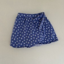 VTG Gymboree Girls Wrap Skirt Skort Cotton Blue Floral Flowers Cottage 3/4