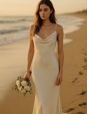 Stone Cold Fox 100 Silk Slip Dress   Ivory Backless Lace-Up   Size 1 XS/S 