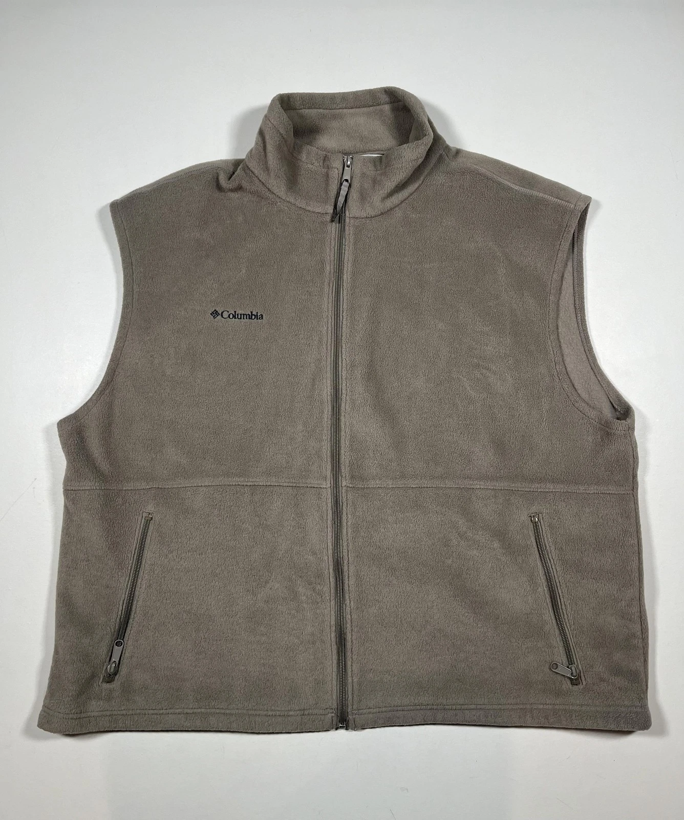 Columbia Fleece Vest Mens 3XL Brown Full Zip Sleeveless Outdoor Pockets Hiking