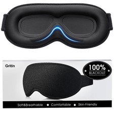 Gritin 100 Blackout Sleep Eye Mask for Women Men, Zero Pressure Sleeping Mask
