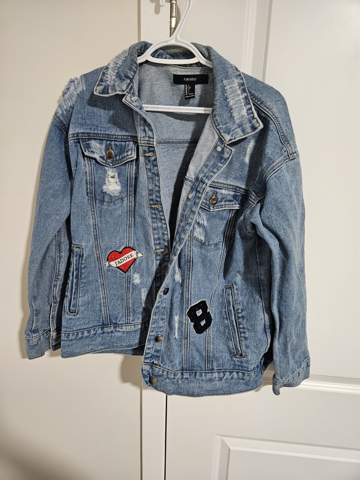 Forever21 Patchwork Jean Jacket Large - image 1