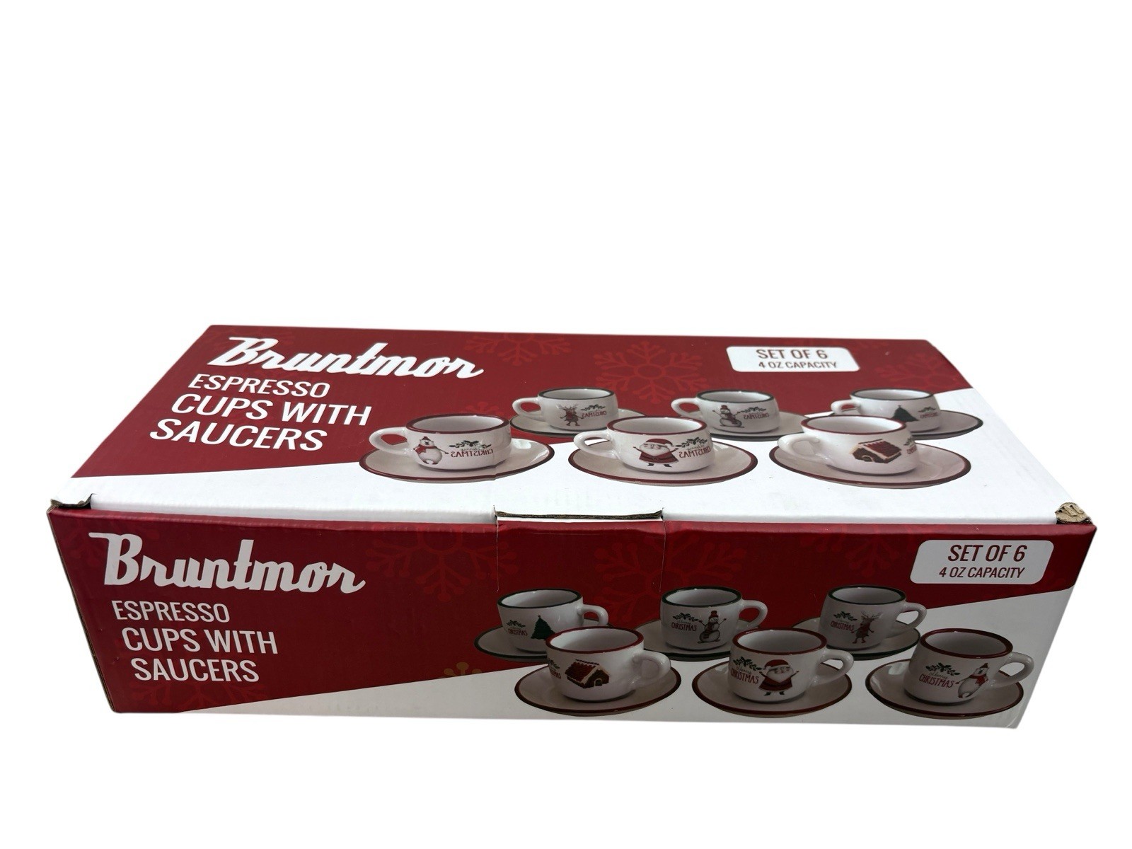 O Cups With Saucers Christmas Santa Snowmen Tree