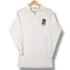 Vintage Cotton Traders England Rugby Shirt Mens Small White Jersey Union 1980s