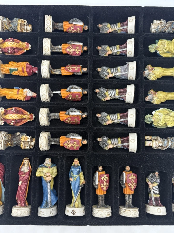 THE CHESSMEN King Arthur Fantasy Chess Set Handpainted by W.U -some pcs chipped - Image 4 of 4