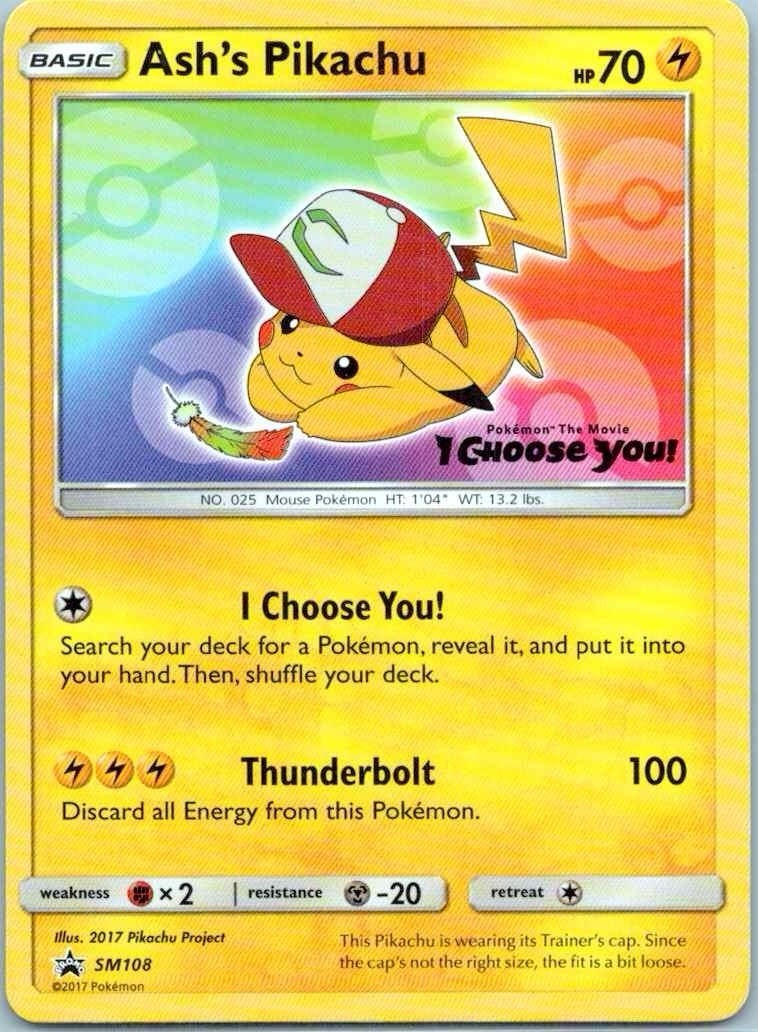 Ash's Pikachu - SM108 Promo Sun & Moon Promo Pokemon Near Mint