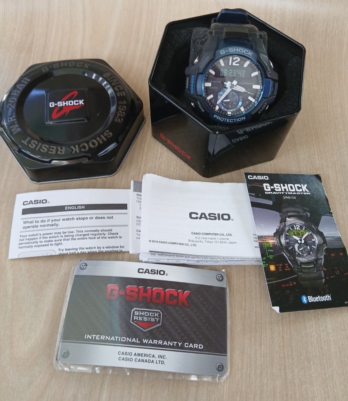 Gravity GR-B100 Bluetooth Capacitor Casio Solar New G-Shock Blue Master Watch - vintagewatches.pk