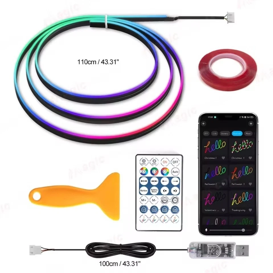 Neon LED Light Glow EL Wire + 12V USB Connecti9n Strip Rope Tube Decor  - Image 2 of 3