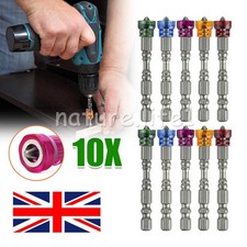 10x 65mm Magnetic Plasterboard Drywall Srewdrivers Bits Phillips 1/4" Hex UK New