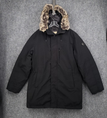 Michael Kors Jacket Womens M Medium Black Parka Down Insulated Fur Trim Hooded