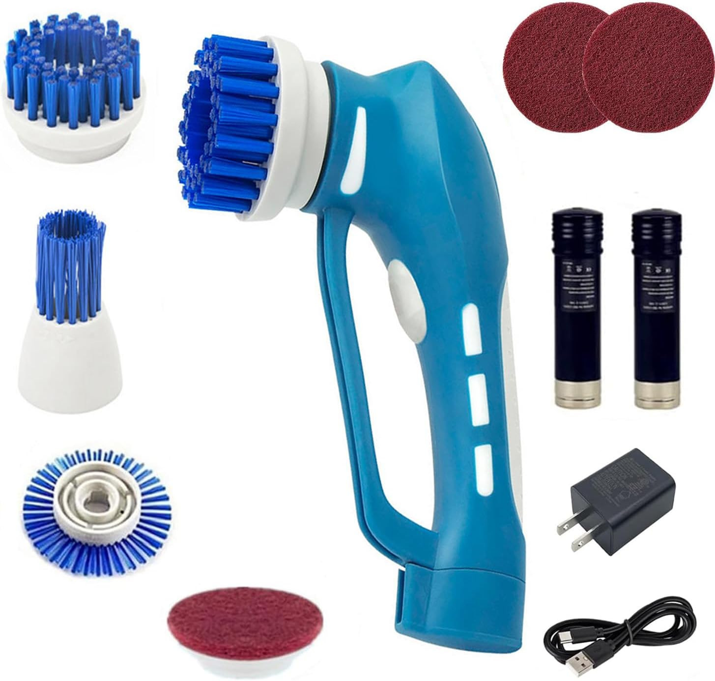 Electric Scrubber Power Cordless, Portable 360 Handheld Washing Cleaning 