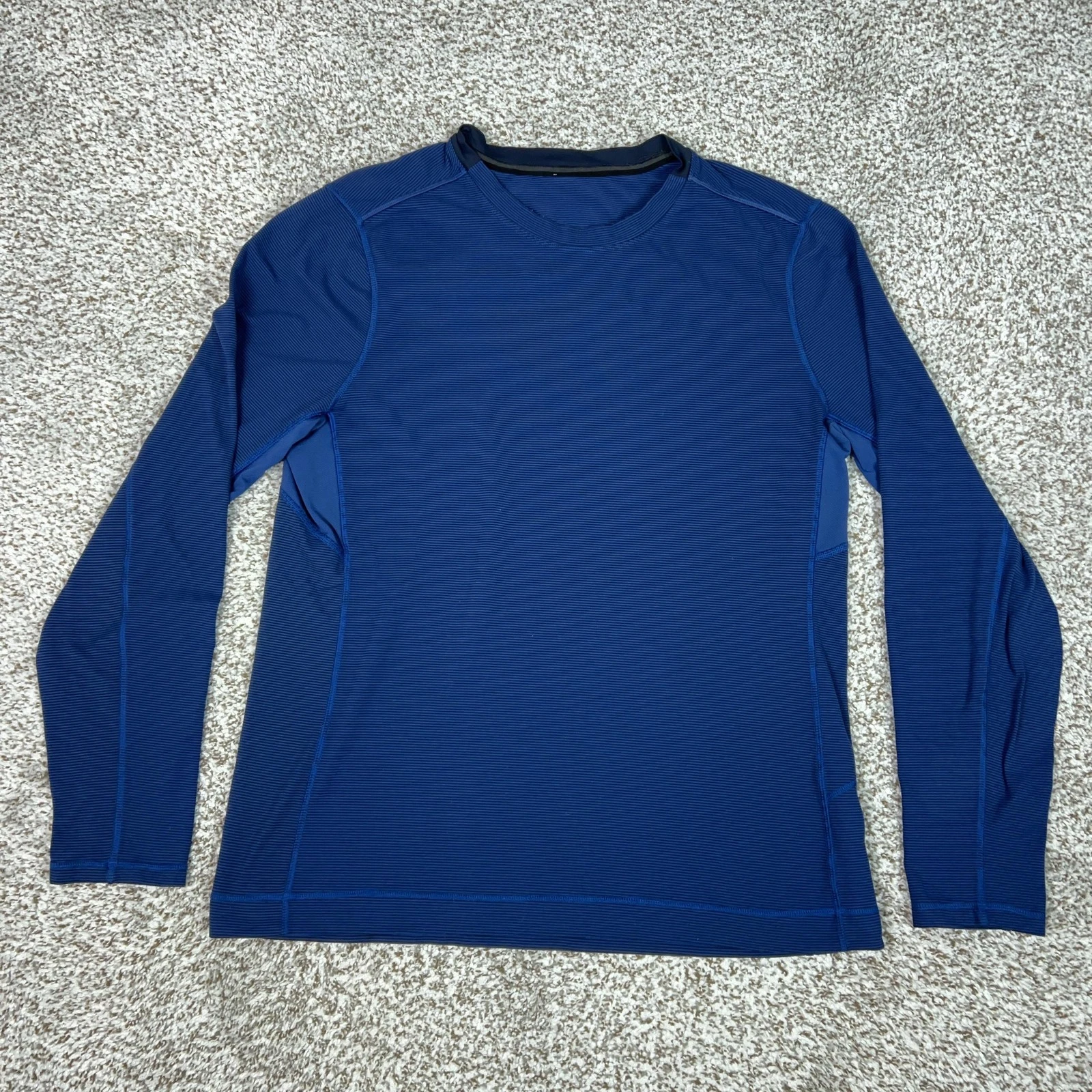 Lululemon Shirt Mens XL Blue Striped Long Sleeve Athletic Training Top Tee Gym