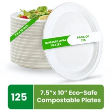 FPN Disposable Oval Plates for Party Eco-Friendly Microwave-safe Small & Large.