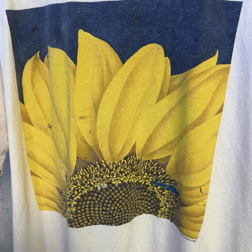 Vintage 90s Sun Flower T Shirt Mens XL 23x26.5 White Short Sleeve Nature - Picture 4 of 16