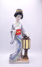 Large Porcelain Geisha Figure 27cm Oriental Asian Decor Hand Painted
