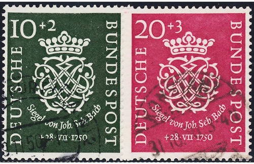FEDERAL GERMANY YEAR 1950 COMPLETE VINTAGE 2 VALUES BACH USED