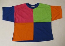 Vintage New York Knit Works Multi-Color Squares Kids T Shirt 1980s Single Stitch