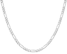 Sterling Silver 3mm Figaro Curb Chain Necklace 16 18 20 22 24 26 30 inch 925
