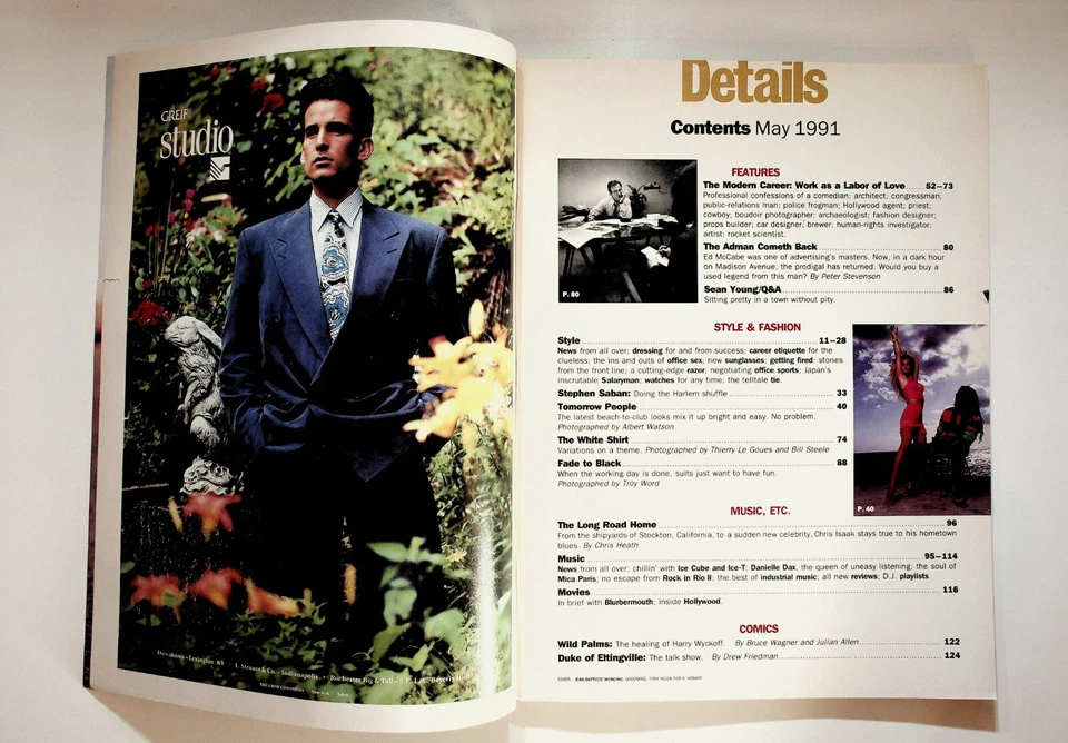 1991 May Details For Men Magazine Chris Isaak Sean Young Harlem Ed McCabe Foto 2 de 4