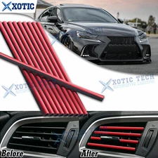 10Pcs JDM Red Interior Air Vent Outlet PVC Decor Overlay Trim Cover For Lexus