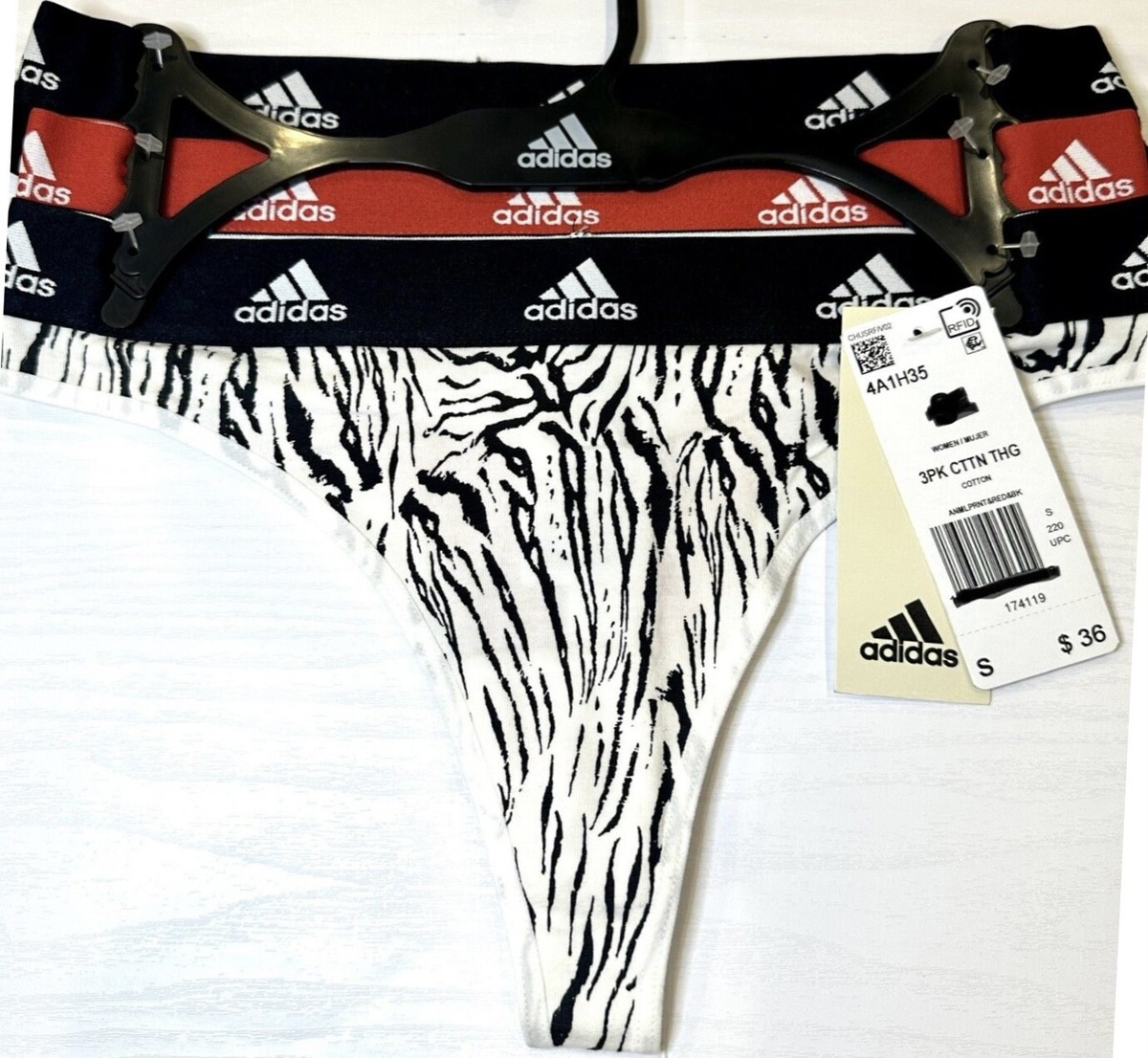 ADIDAS Women 4A1H35 3-Pc Active Comfort Cotton Thong